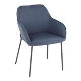 Lumisource Daniella Contemporary Dining Chair in Black Metal and Blue Fabric - Set of 2