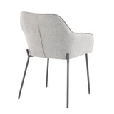 Lumisource Daniella Contemporary Dining Chair in Black Metal and Grey Fabric - Set of 2