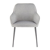 Lumisource Daniella Contemporary Dining Chair in Black Metal and Grey Fabric - Set of 2