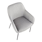 Lumisource Daniella Contemporary Dining Chair in Black Metal and Grey Fabric - Set of 2