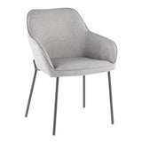 Lumisource Daniella Contemporary Dining Chair in Black Metal and Grey Fabric - Set of 2