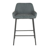 Lumisource Daniella Industrial Counter Stool in Black Metal and Green Faux Leather - Set of 2