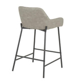 Lumisource Daniella Industrial Counter Stool in Black Metal and Grey Faux Leather - Set of 2