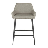 Lumisource Daniella Industrial Counter Stool in Black Metal and Grey Faux Leather - Set of 2