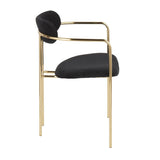 Lumisource Demi Contemporary Chair in Gold Metal and Black Velvet - Set of 2