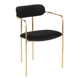 Lumisource Demi Contemporary Chair in Gold Metal and Black Velvet - Set of 2