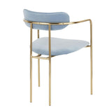 Lumisource Demi Contemporary Chair in Gold Metal and Light Blue Velvet - Set of 2