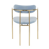 Lumisource Demi Contemporary Chair in Gold Metal and Light Blue Velvet - Set of 2