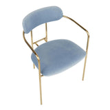 Lumisource Demi Contemporary Chair in Gold Metal and Light Blue Velvet - Set of 2