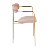 Lumisource Demi Contemporary Chair in Gold Metal and Pink Velvet - Set of 2