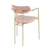 Lumisource Demi Contemporary Chair in Gold Metal and Pink Velvet - Set of 2