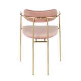 Lumisource Demi Contemporary Chair in Gold Metal and Pink Velvet - Set of 2