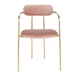 Lumisource Demi Contemporary Chair in Gold Metal and Pink Velvet - Set of 2