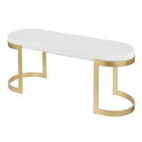 Lumisource Demi Contemporary-Glam Bench in Gold Metal and White Velvet