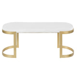 Lumisource Demi Contemporary-Glam Bench in Gold Metal and White Velvet