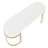 Lumisource Demi Contemporary-Glam Bench in Gold Metal and White Velvet