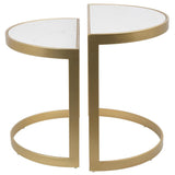 Lumisource Demi Contemporary Nesting Tables in Gold with White Marble Top - Set of 2