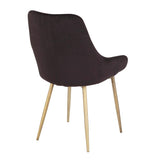 Lumisource Diana Contemporary Chair in Satin Brass Metal and Black Velvet - Set of 2