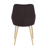 Lumisource Diana Contemporary Chair in Satin Brass Metal and Black Velvet - Set of 2