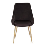 Lumisource Diana Contemporary Chair in Satin Brass Metal and Black Velvet - Set of 2