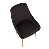 Lumisource Diana Contemporary Chair in Satin Brass Metal and Black Velvet - Set of 2