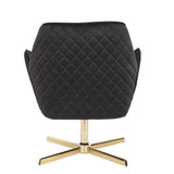 Lumisource Diana Contemporary Lounge Chair in Gold Metal and Black Velvet