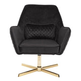 Lumisource Diana Contemporary Lounge Chair in Gold Metal and Black Velvet