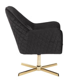 Lumisource Diana Contemporary Lounge Chair in Gold Metal and Black Velvet