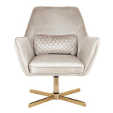 Lumisource Diana Contemporary Lounge Chair in Gold Metal and Cream Velvet