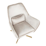 Lumisource Diana Contemporary Lounge Chair in Gold Metal and Cream Velvet