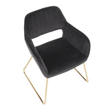 Lumisource Dory Contemporary/Glam Dining Chair in Gold Metal and Black Velvet Fabric