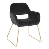 Lumisource Dory Contemporary/Glam Dining Chair in Gold Metal and Black Velvet Fabric