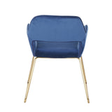 Lumisource Dory Contemporary/Glam Dining Chair in Gold Metal and Blue Velvet Fabric