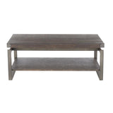 Lumisource Drift Industrial Coffee Table in Antique Metal with Espresso Wood-Pressed Grain Bamboo