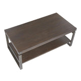 Lumisource Drift Industrial Coffee Table in Antique Metal with Espresso Wood-Pressed Grain Bamboo