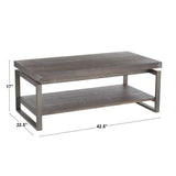 Lumisource Drift Industrial Coffee Table in Antique Metal with Espresso Wood-Pressed Grain Bamboo