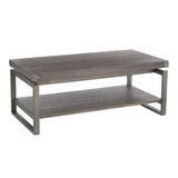 Lumisource Drift Industrial Coffee Table in Antique Metal with Espresso Wood-Pressed Grain Bamboo