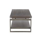 Lumisource Drift Industrial Coffee Table in Antique Metal with Espresso Wood-Pressed Grain Bamboo