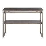 Lumisource Drift Industrial Console Table in Antique Metal with Espresso Wood-Pressed Grain Bamboo