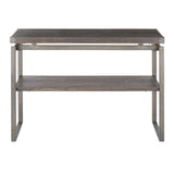 Lumisource Drift Industrial Console Table in Antique Metal with Espresso Wood-Pressed Grain Bamboo