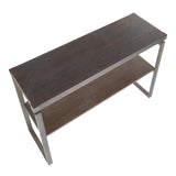 Lumisource Drift Industrial Console Table in Antique Metal with Espresso Wood-Pressed Grain Bamboo