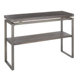 Lumisource Drift Industrial Console Table in Antique Metal with Espresso Wood-Pressed Grain Bamboo