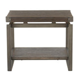 Lumisource Drift Industrial End Table in Antique Metal with Espresso Wood-Pressed Grain Bamboo