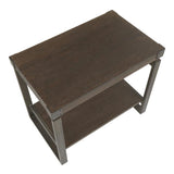 Lumisource Drift Industrial End Table in Antique Metal with Espresso Wood-Pressed Grain Bamboo