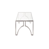 Lumisource Dynasty Modern Coffee Table in Brushed Stainless Steel and Clear Glass