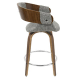 Lumisource Elisa Mid-Century Modern Counter Stool in Walnut and Grey