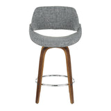 Lumisource Fabrico Mid-Century Modern Counter Stool in Walnut and Grey Noise Fabric - Set of 2