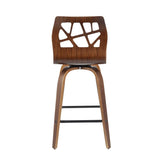 Lumisource Folia Mid-Century Modern Counter Stool in Walnut Wood and Orange Fabric - Set of 2