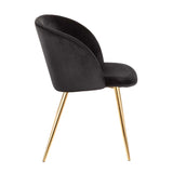 Lumisource Fran Contemporary Chair in Gold Metal and Black Velvet - Set of 2