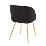 Lumisource Fran Contemporary Chair in Gold Metal and Black Velvet - Set of 2